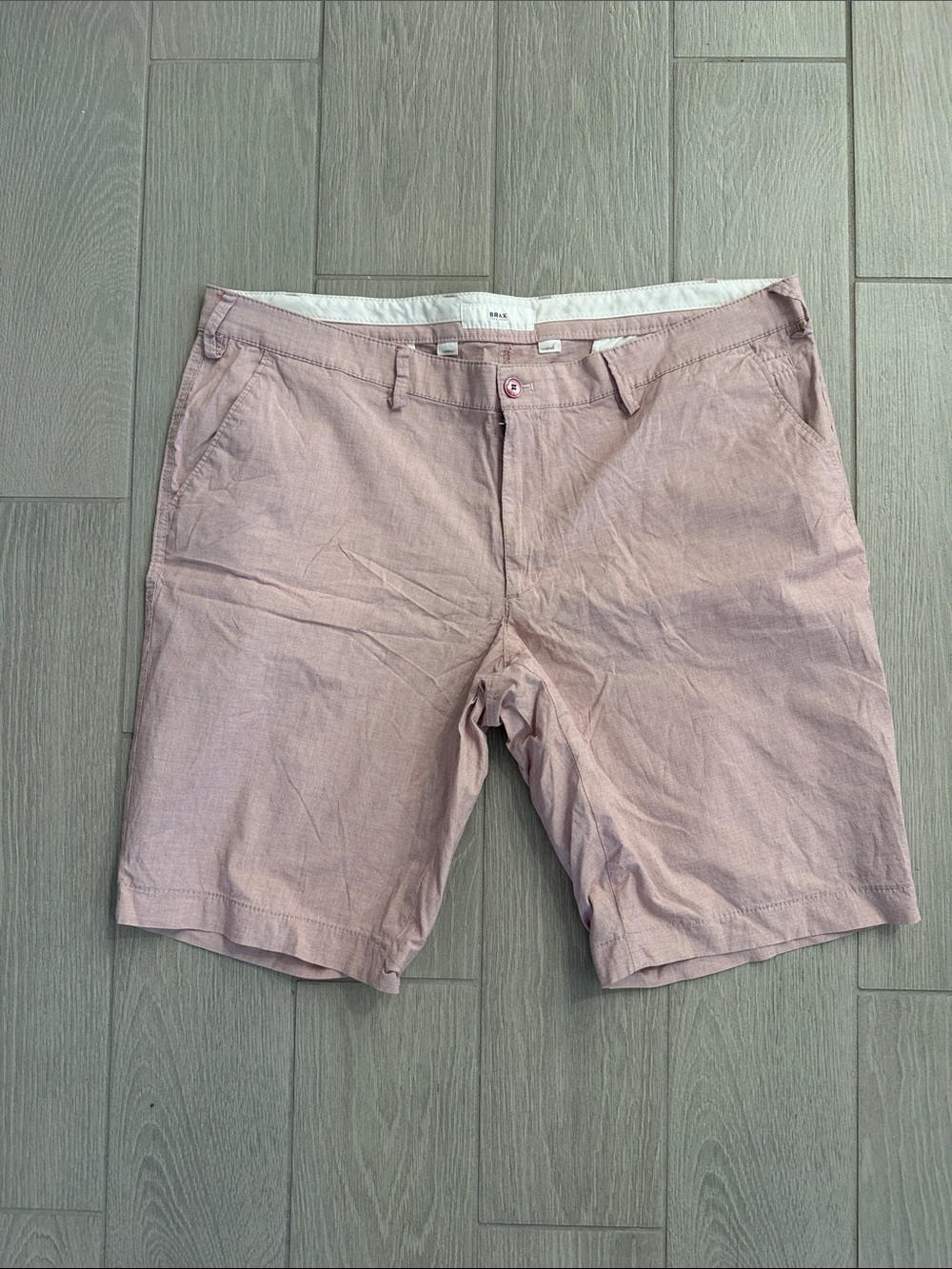 Men's Light Pink Flat Front Chino Shorts - Size 42